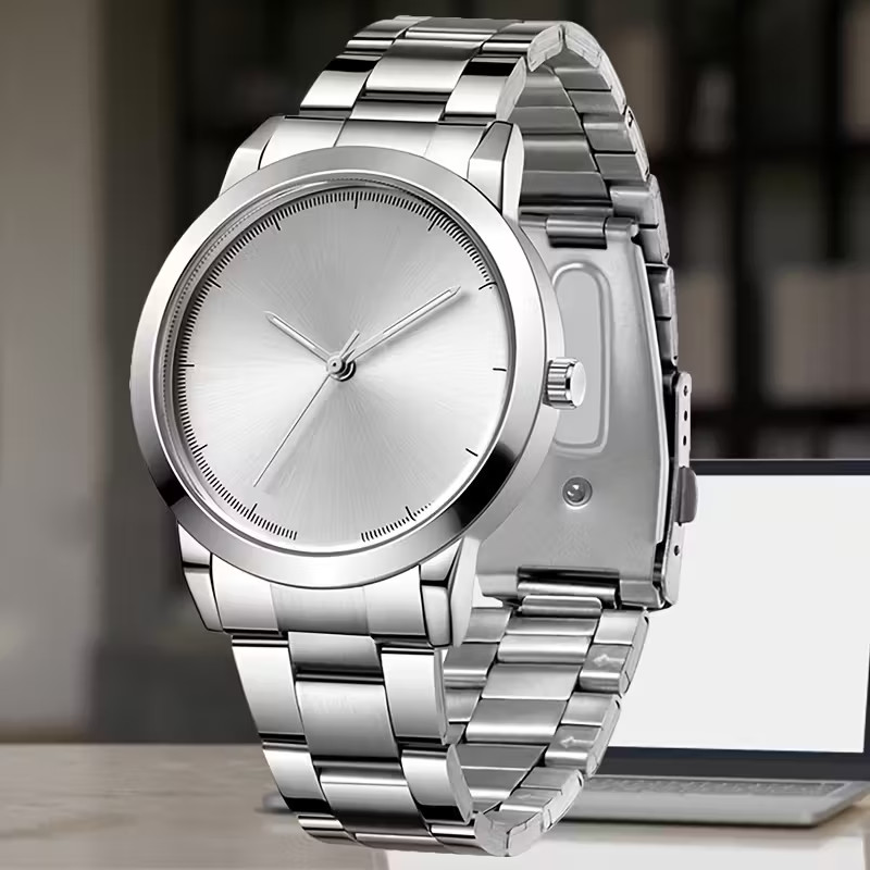 Reloj de Acero Inoxidable Diseño Simple E Informal La Mejor Elección Hombre Moda Regalo