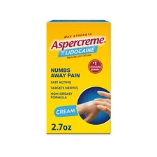Aspercreme Lidocaine Max Strength Pain Relief Cream with Aloe, 2.7 Oz.