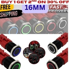 16mm Latching Push Button Switch 12V LED wire socket On/Off