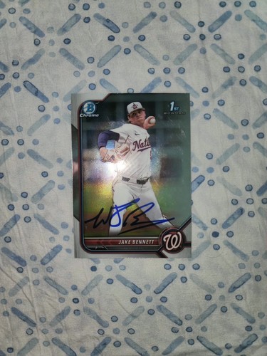 Jake Bennett Signed 1st Bowman Chrome Rookie Card Auto Boston Red Sox Nationals