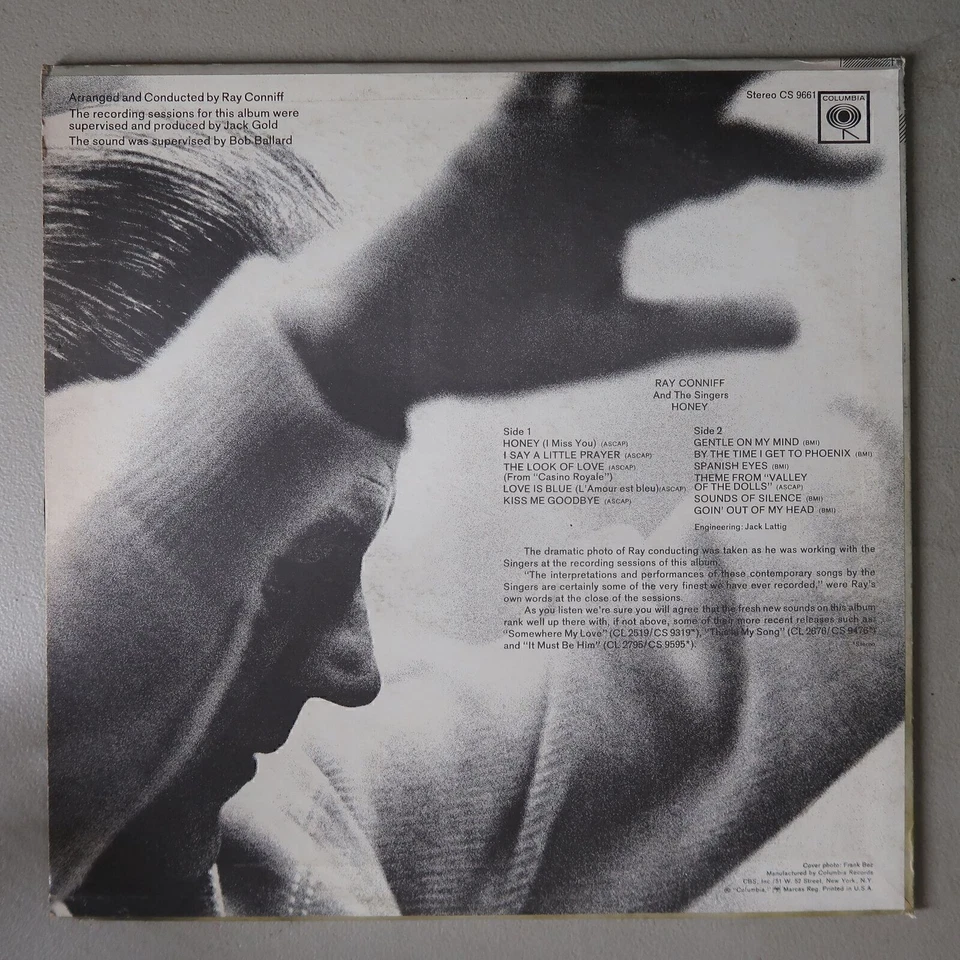 RAY CONNIFF HONEY VINYL LP COLUMBIA VG 93 Foto 2 de 4