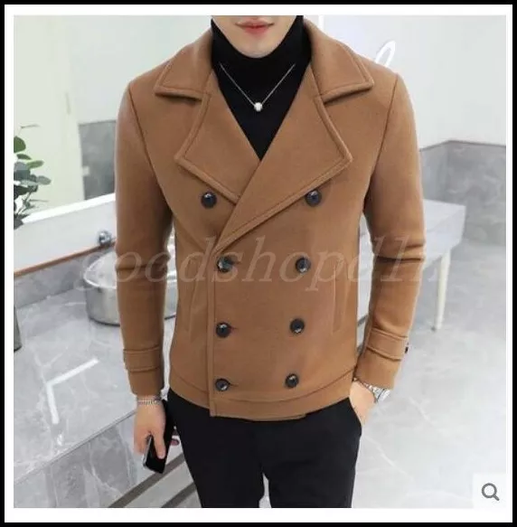 Men's tan clearance wool pea coat