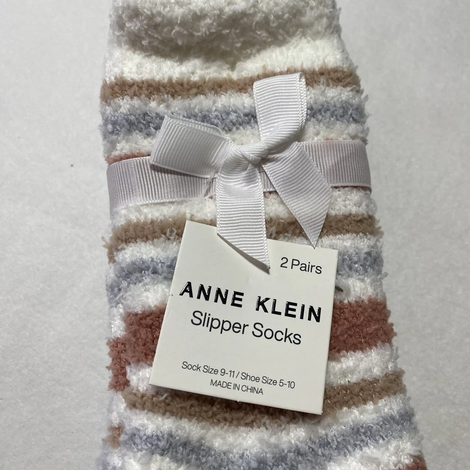 Anne Klein Mujer 2 Pares Calcetines Talla 9-11 Gris Marfil Beige Arcilla Difuso Regalo NUEVO Foto 3 de 4