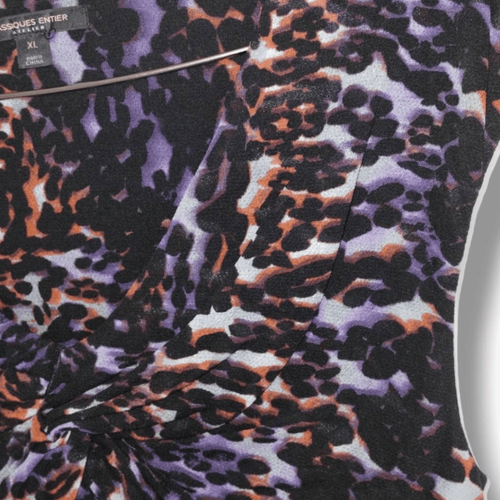 Classiques Entier Womens Top Sz XL Black Silk Animal Leopard Cottagecore - Picture 3 of 10