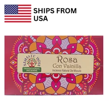 Namaste India Rose with Vanilla Incense Sticks Agarbatti (180 g Box) 12 Packs