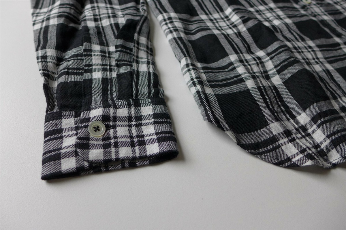Margaret Howell Oversized Linen Check Shirt Black White, size