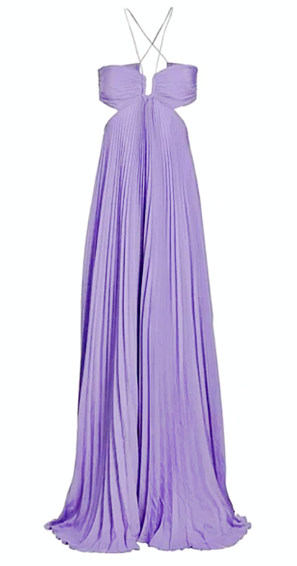 A.L.C. Moira Pleated Satin Cut-Out Maxi Dress in Lilac Color sz 10 $795 |  eBay