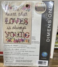 NIP Dimensions Embroidery Kit YOUNG AT HEART 5"x7" Lori Siebert 71-06241 LOVE