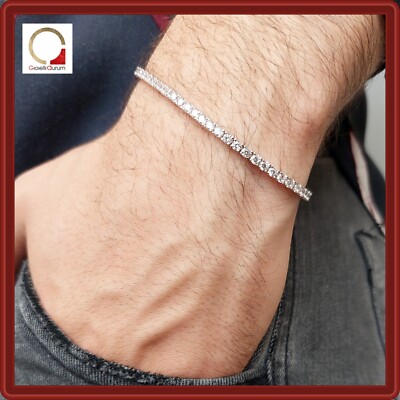 Armband Tennis aus Silber 925 Rhodium Armband Herren Damen Zirkone Weiß