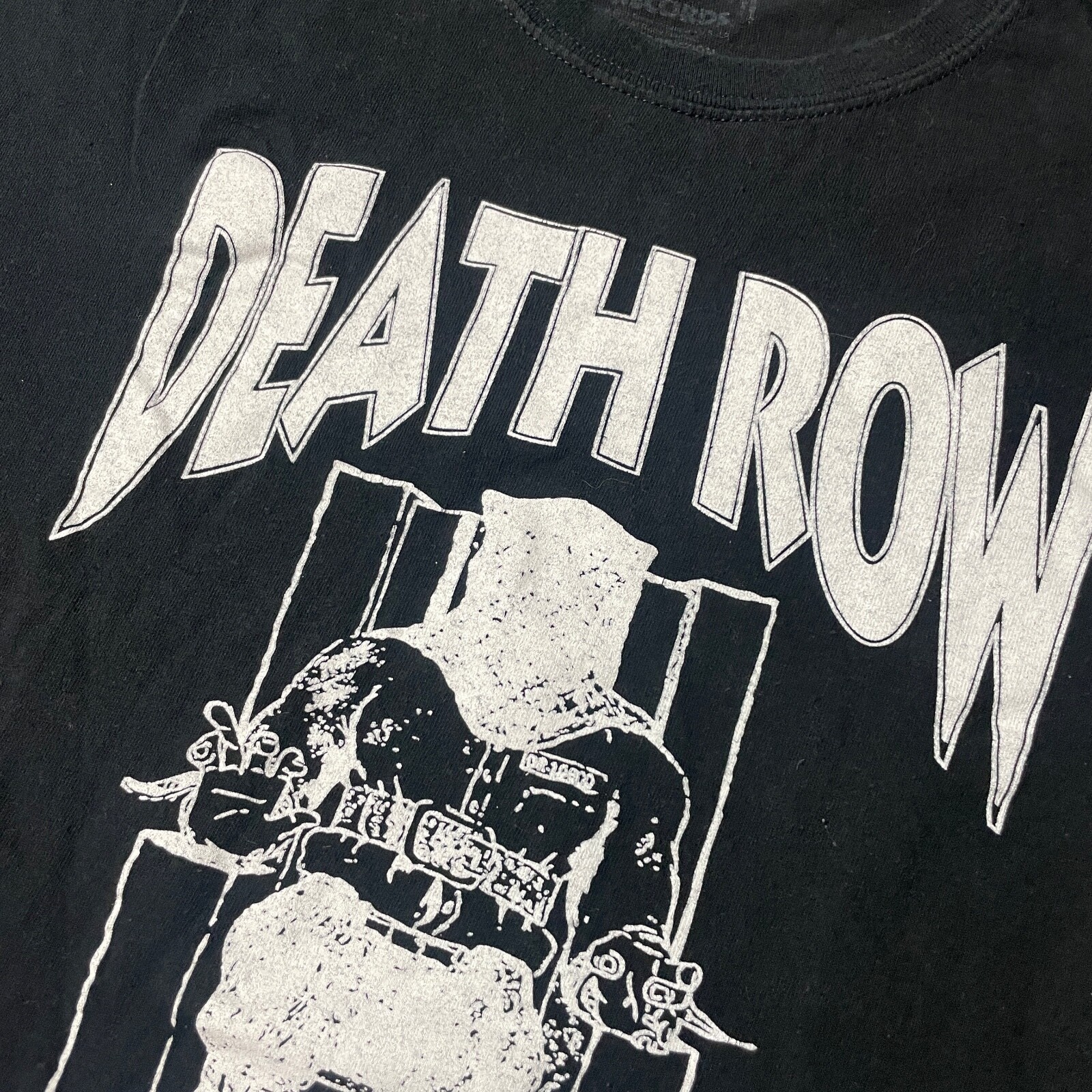 FILA Camicia Death Row Records uomo XL nera hip hop rap sedia elettrica gotica y2K