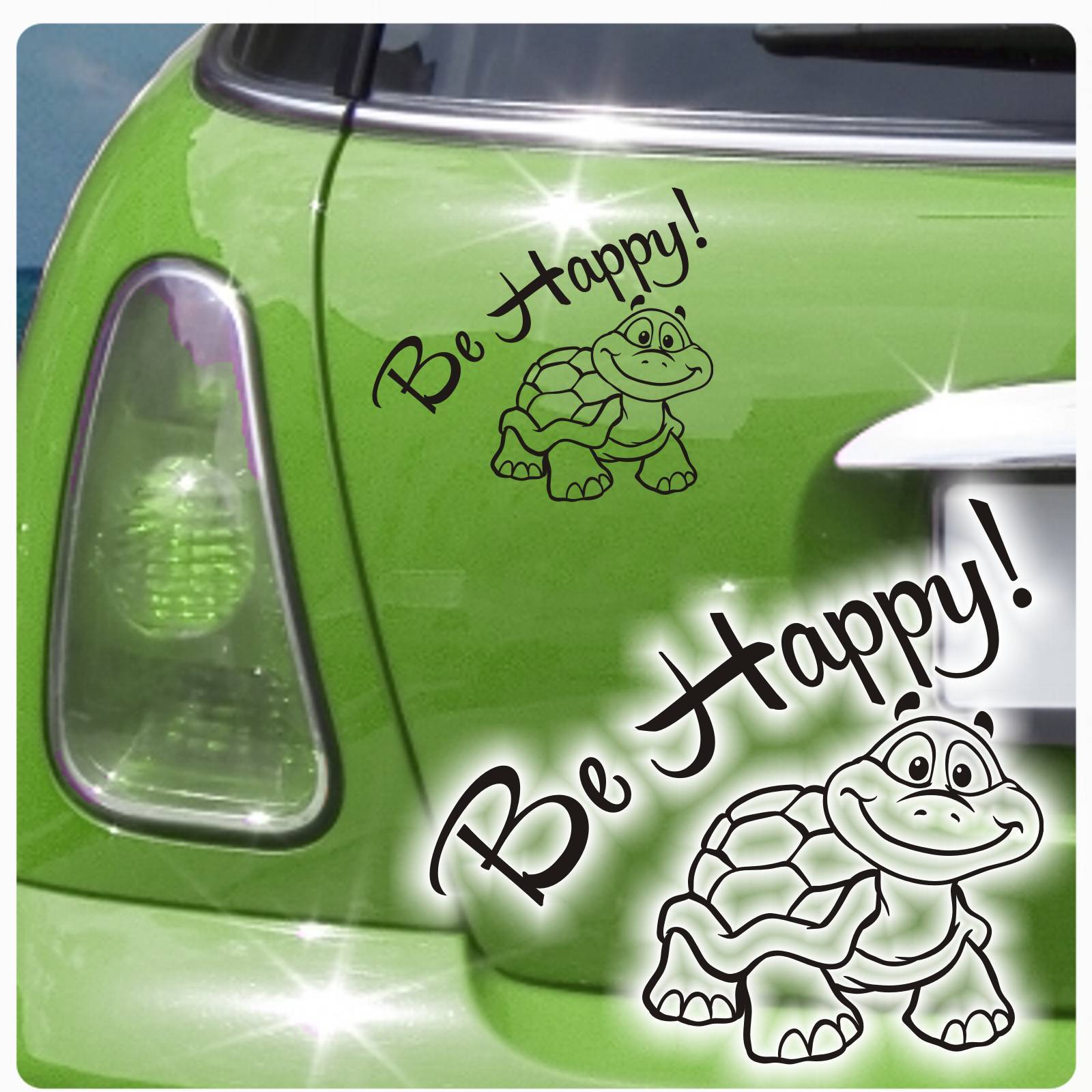 Autoaufkleber Schildkröte Hawaii 30x27cm Schwarz - Wetterfester Sticker Für Heckscheibe