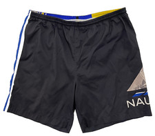 Nautica Swim Trunks Vintage 90s Men's Large Navy Sailboat Tropical Stretch Waist
