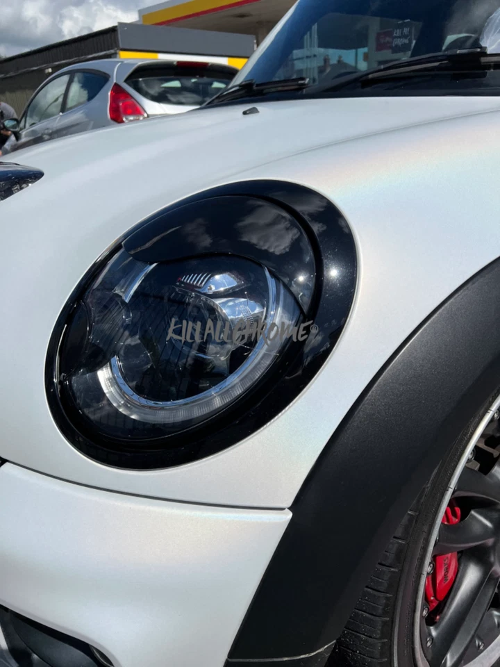 MINI Gen 2 R56 COPPIA COPRI OCCHI ARRABBIATI FARI NERI LUCIDI - R55 R56 R57 R58 R59 - Immagine 3 di 4