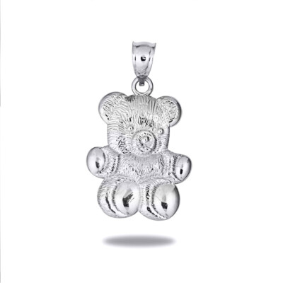 .925 Sterling Silver Teddy Bear Pendant Necklace