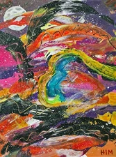 Original Acrylic Abstract Painting 16" x 12" By HIM the Painter