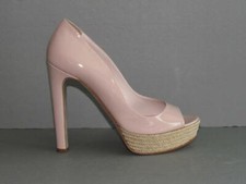 AUTHENTIC NEW MIU MIU 40 NUDE BLUSH PATENT LEATHER PLATFORM HEELS PUMPS SHOES