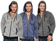 True Rock Men's Full Zip Sherpa-Lined Hoodie Jacket Sweatshirt Black Gray Blue