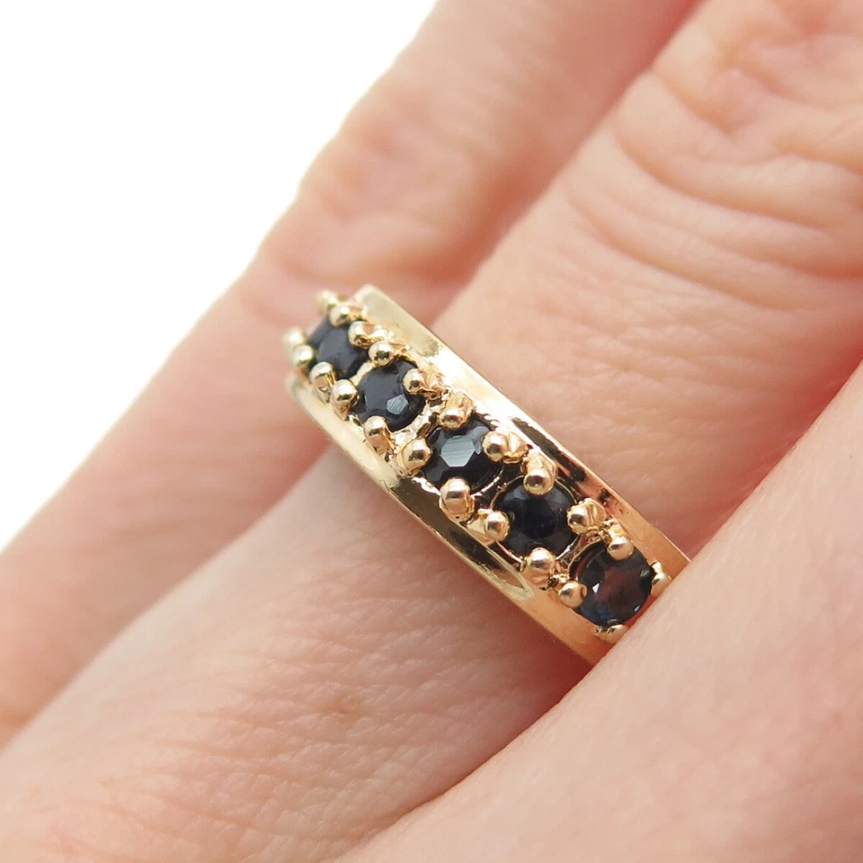 Anillo ROSS SIMONS Plata de Ley 925 Chapado en Oro Zafiro Real Gema Talla 5.25 Foto 2 de 4