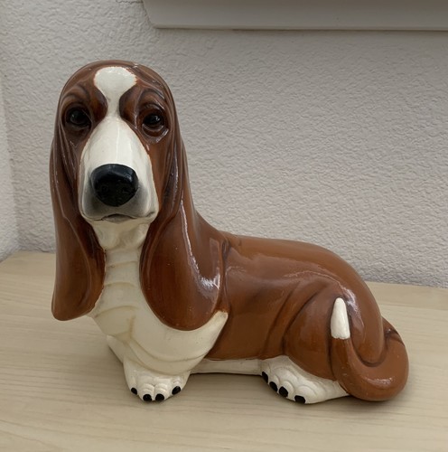 Basset Hound Dog Sitting Figurine Ceramic ~5.6 LB - Picture 2 of 10