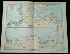 Stacje ratunkowe DGzRS Morze Północne Bałtyk stara MAPA z 1897 stacji rakietowych