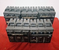 GE THQL  LOT OF 5  240V 3 Pole Plug- In Circuit Breakers  15,20,30,30,40 amps