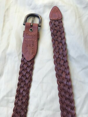 Omega Genuine Braided Leather Belt Brown Western Womens 38\