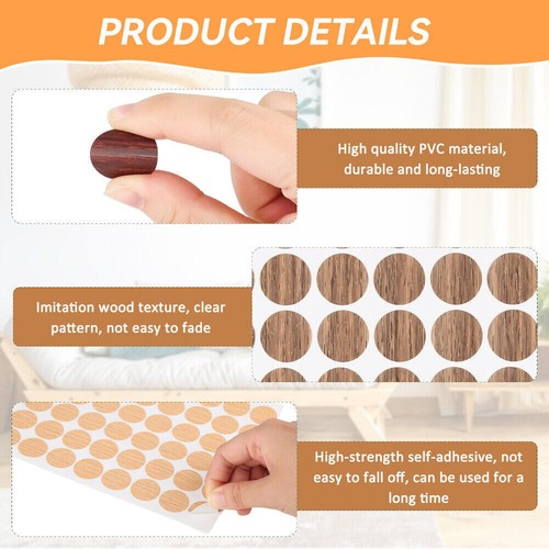 PVC Cover Caps Adhesive Screw Hole Stickers 864PCS for Wall Vinyl Wood Furniture - Picture 3 of 10