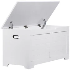 Kids Toy Box Organizer Wooden Storage Chest Bench w/Flip-top Lid & Safety Hinge 