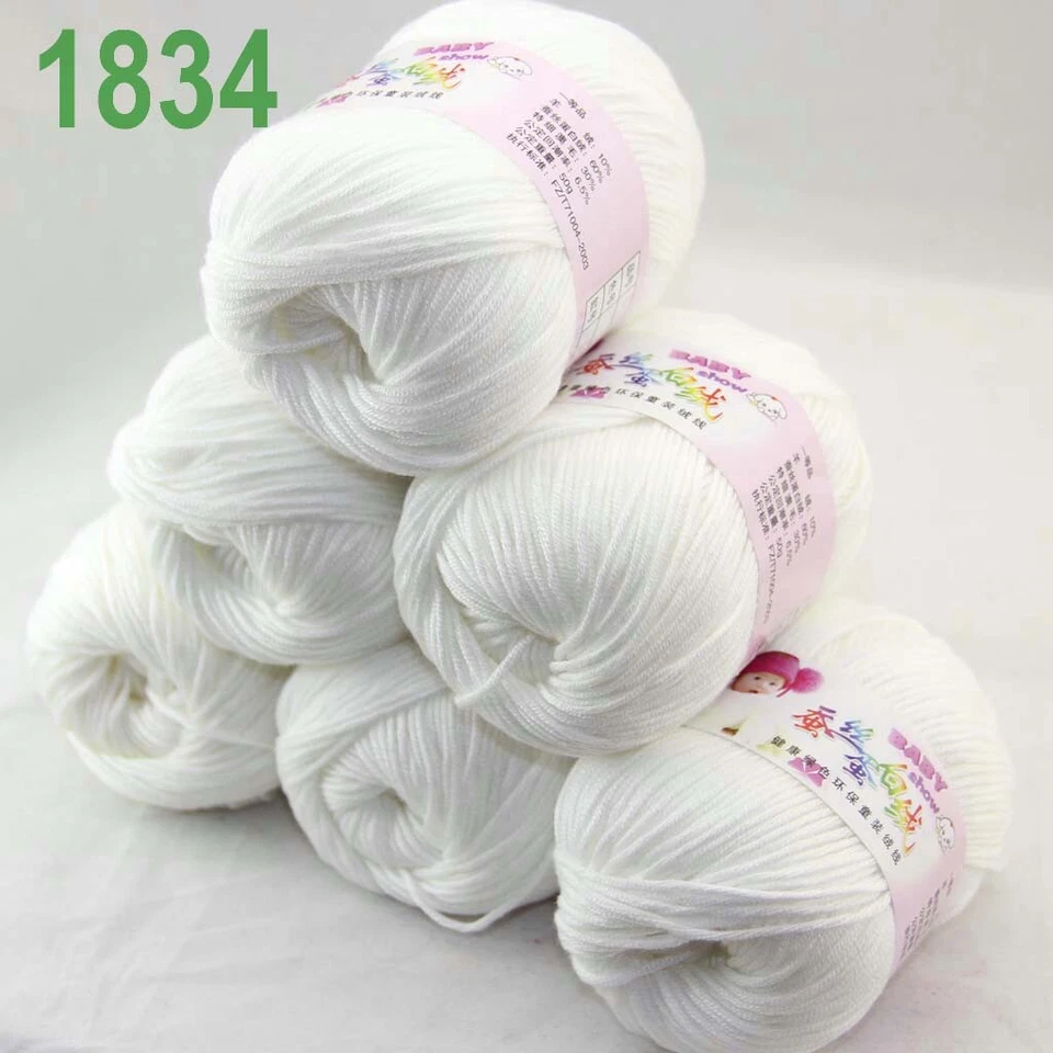 Продажа 6Skeinsx50gr DK Baby кашемир шелк шерсти ручной вязки шарф крючком пряжи 34 - Изображение 4 из 4