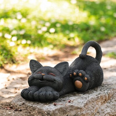 Large Black Cat Garden Patio Yard Porch Statue Decor Cute