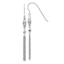 55mm 14k White Gold Bead and Chain Dangle Earrings