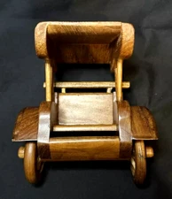 Handcrafted Carved Wood Sulky Cart Buggy Horse Folk Art Rustic