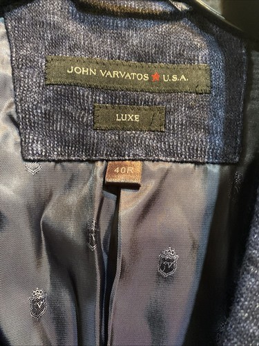 John Varvatos Luxe Men’s 40R Blue Cotton Linen 3 Button Sport Blazer. AC - Picture 2 of 5