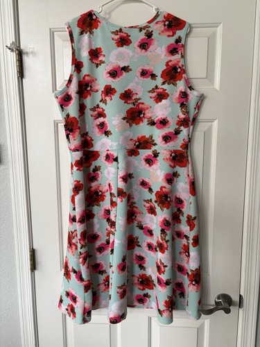 Jonathan Martin Womans 3X Mint Green Textured Floral Fit/Flare Tank Dress NWOT - Picture 2 of 9