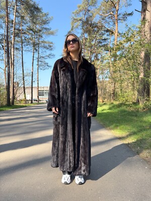 Swinger Dark Brown Mink Coat, XL Size, Feet Length Coat, Rare