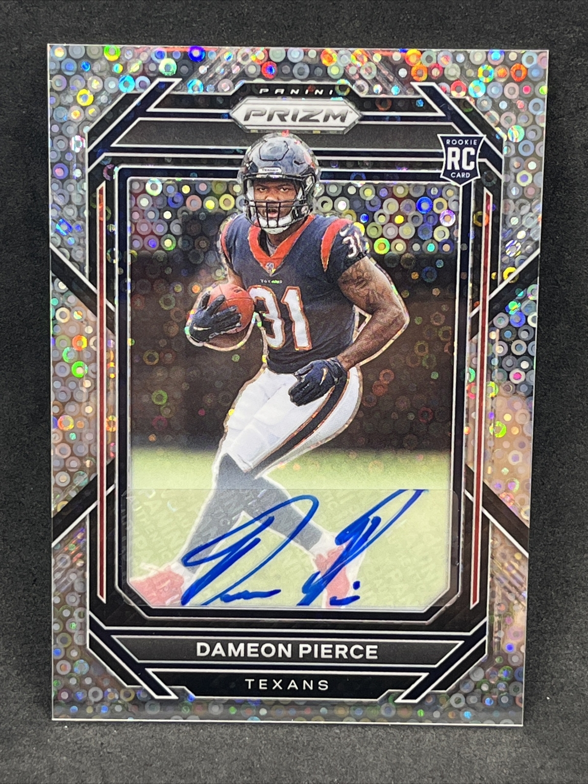 2022 Panini Prizm Dameon Pierce No Huddle Silver Disco Auto Rookie Card #322