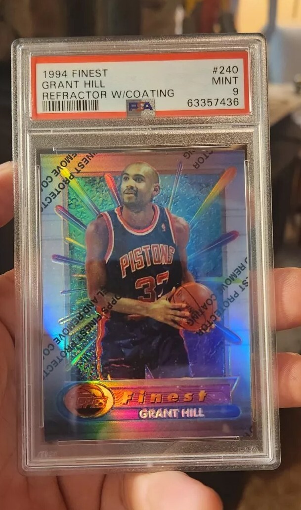 1994 Topps Finest Grant Hill Rookie  REFRACTOR With Coating RC PSA 9 240 Centerd