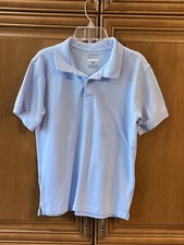 Boys XL 14/16 LT BLUE cotton polo S/S top shirt school Uniform 23" L chest 36"