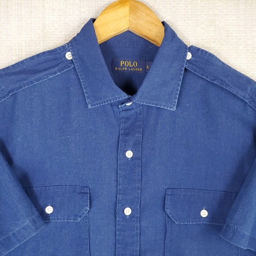 POLO RALPH LAUREN Größe L leichtes Baumwoll CPO Hemd Kurzarm Schulterklappen - Bild 10 von 13