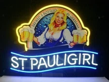 St Pauli Girl Beer Logo Neon Sign 14"x10" Bar Lamp Light Nightlight Club EY