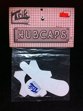 White TRIK SYSTEMS HUBCAPS Decal Sticker Set Old School BMX Skyway Tuff Wheel