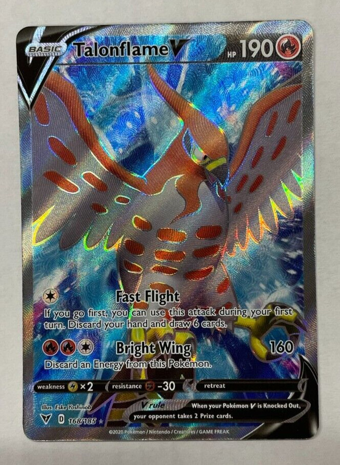 Pokemon Vivid Voltage Talonflame V Full Art 168/185 ultra rare NM