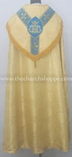 NEW Yellow Cope & Stole Set with AM embroidery,capa pluvial,chape,far fronte