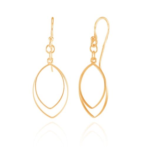 Double Tier Marquise Design Dangle Drop Earrings in Rose Gold Plated 925 Silver - Picture 1 of 4