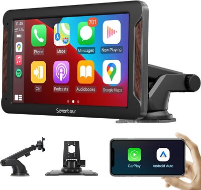 Portable 7'' Wireless Apple CarPlay Screen for Cars,Android Auto,Car Radio Stereo