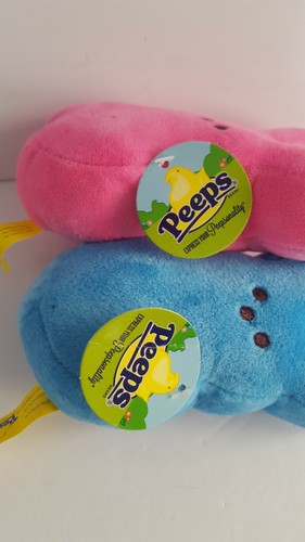 2 Just Born PEEPS Plush Bunny Pink And Blue 6in Licensed Easter Stuffed Animal - Picture 4 of 8