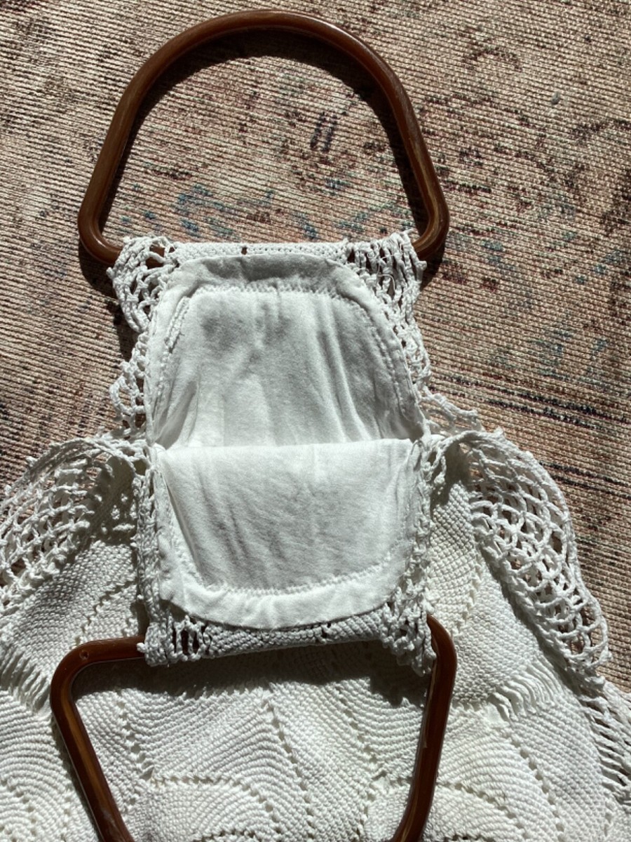 Crochet Purse Handmade Vintage Bag White Handbag View 2