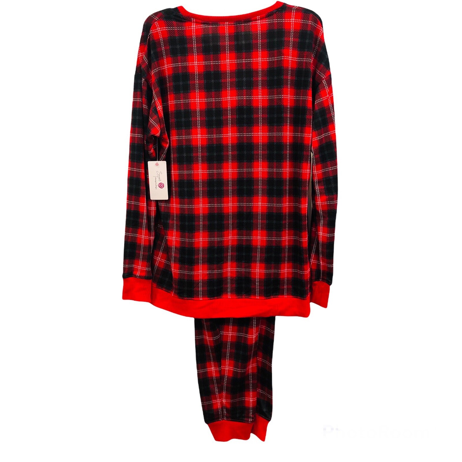 Secret Treasures Long Sleeve Pajama Set~Sz. XL~SNUGGLE~Jogger Pant~Red Plaid~NWT image 3