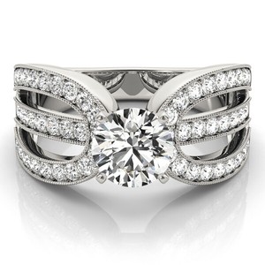 pave moissanite tri forever engagement ct ring band round