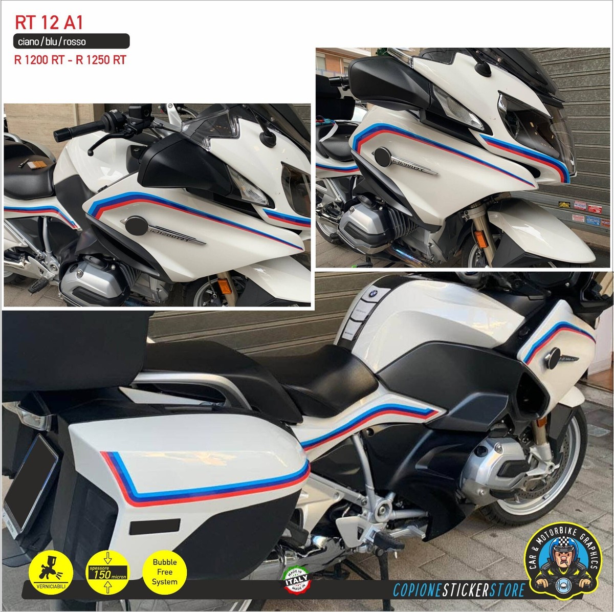 Set Stickers BMW R 1200 1250 Rt Tank Suitcases Hips Colors Motor